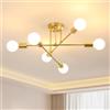 Goeco Lampadario Industriale, Lampada da Soffitto E27 in Ferro Vintage, Plafoniera Sputnik Moderno in Oro per Camera da Letto, Soggiorno, Cucina, E27, Diametro 60 cm (Senza Lampadina)