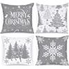 Lanpn Set di 4 Federe Cuscini Natalizi, Grigio Cuscini per Divano 40x40, Natalizi Copricuscini Divano, Copricuscino Divano Natalizie, Decorazioni Natale per Divani Letto in Camera Biancheria da Letto