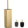 bgl Scopino per WC e supporto, in silicone, 2 testine, in alluminio, per la pulizia del bagno, scopino per WC (oro)