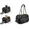 Flamingo Trasportino per cani - gatti - Gigi - Borsa in similpelle con fondo rimovibile, ventilazione e tasca portaoggetti