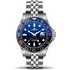 Lorenz Gmt Two Tone 030257BB Special Edition - Orologio Uomo con Cinturino in Acciaio Inossidabile - Orologio Automatico Sub 200m