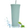 XQZMD Bicchiere con borchie con coperchio e cannuccia, in plastica a doppia parete, per ghiaccio, caffè, bevande, acqua, frullati o frullati, tazza da caffè ghiacciata