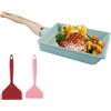 TOATELU Padella per frittata giapponese, Tamagoyaki con spatola in silicone e pennello, antiaderente per omelette giapponesi, per tutti i piani cottura, verde, 16 x 20 cm