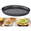Hapivida Teglia Rotonda per Quiche, Stampo Fondo Amovibile per Teglia Scanalata in Acciaio al Carbonio, Grande Tortiera Antiaderente per Cuocere la Torta, Pizza, Cheesecake, Crostata(32cm)