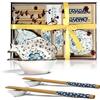 Finsink Set di stoviglie per sushi per 2 persone, 6 ciotole in ceramica, a forma di pesce, con motivo a fiori di prugna, perfetto come regalo per coppie o compleanno