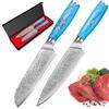 Home Safety Set Coltelli da Cucina Damascato 2 Pezzi, Composto da 67 Strati di Acciaio Damascato Vg-10, Set Coltelli da Chef Professionali, Manico Ergonomico in Resina Naturale, Confezione Regalo