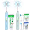 Emmi-dent emmi®-dent Metallic Spazzolino Elettrico a Ultrasuoni (Kit Family Blu Pastello + Verde Pastello) I Pulizia dei Denti Ottimale Senza Sfregare I Durata della Batteria Fino a 12 Giorni