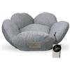Ligo Fiore - Cuccia per gatti e cani di piccola taglia sfoderabile e lavabile. Cuscino materasso per cani in tessuto. REALIZZATA A MANO IN ITALIA (XS: Ø 60CMx 19 H, GRIGIO)