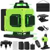 AKUNRUG Livella Laser Autolivellante 4 X 360 °,Verde laser autolivellante 16 Linee,Display digitale Livello laser,2 x Batterie, Autolivellante, Supporto Rotante, Telecomando, Base Magnetica