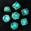 Elifel Set di 7 dadi poliedrici in resina per giochi di ruolo a tema lamina d'oro, per Dungeons and Dragons, fatti a mano D20 D12 D10 D8 D6 D4