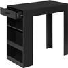 WOLTU Tavolo da Bar, Bancone da Bar con 1 Cassetto e 3 Ripiani, Tavolo Penisola per Cucina, per Pub, Bistrot, in Legno Ingegnerizzato, Nero, 100x50x100 cm
