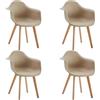 HJhomeheart Set di 4 Sedie da Pranzo con Braccioli, Design Moderno, Gambe in Legno di Faggio, Sedie da Cucina Scandinave (Beige)