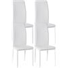 CLP Set di 4 sedie da pranzo Savino I Sedia imbottita in velluto o ecopelle con struttura in metallo a 4 gambe, Colore:bianco, Materiale:Ecopelle