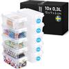 SmartStore Mini Scatole Portaoggetti 0,3L - Set da 10 - Scatoline Molto Piccole con Coperchio - L15 x P9 x A6 cm - Impilabili e sovrapponibili- Senza BPA - Sicure per alimenti - 10 Anni di Garanzia