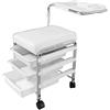 CARRELLO PROFESSIONALE PER ESTETISTA PER MANICURE E PEDICURE CON 3 CASSETTI SEDUTA IN ECOPELLE