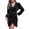 CheChury Vestito Elegante Donna Vintage Vestiti Cocktail Scollo V Vestito Invernale Velluto Vestiti Sexy Manica Lunga Abiti Feste Vestiti Casual Autunno Abiti da Sera Inverno Aderente Abito Cerimonia