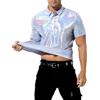 Casey Kevin Metallica T Shirt Camicia Uomo Anni 70 Abbigliamento da Discoteca Party Shirt Giacca Paillettes, Argento, S