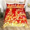 Loussiesd Set di biancheria da letto con motivo Merry Christmas per bambini e ragazze, con copripiumino per albero di Natale, rosso e oro, per Natale, Capodanno, 3 pezzi, con 2 federe per letto king size