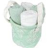 HOME ZEN HOUSEHOLD LINEN set 4 lavette asciugamani bagno 30x30 da bagno per neonato viso con cestino (tribale verde)