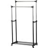 MSV 295 - Appendiabiti con rotelle, Doppia Barra in plastica/Metallo/Acciaio, 83 x 32 x 95 cm, Colore Nero