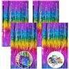 LongHoneySong 4 tende tinsel colorate, con brillantini, per compleanno, per feste di compleanno, decorazioni di carnevale, decorazioni per carnevale con coriandoli (1 m x 2 m) (stella)