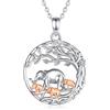 INFUSEU Collana della Madre, Ciondolo Animale Famiglia - Collana Argento Sterling 925 con Elefante e Tre Bambini - Gioielli di Moda per la Mamma, Nonna o Zia