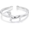 IMINI Anelli aperti in argento 925 con Dolce Bassotto Statement Anello Animale impilabile Cane Banda Dita Regolabile Anelli per Signore e Ragazze Gioielli di Moda