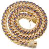 HALUKAKAH Diamante Cubano Catena per Uomo,14MM Fuji Catena in Oro Iced out Miami Placcato Oro Reale 18k Girocollo Collana 55cm,Pieno Diamanti Blu e Trasparente Set di Punte,Regalo per Lui