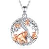 INFUSEU Collana Della Madre, Ciondolo Animale Famiglia Collana Argento Sterling 925 Mamma Orsa Quattro Cuccioli Animali Gioielli di Moda Regalo per la Mamma Nonna Zia