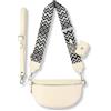 Blade Marsupio da donna in vera pelle, elegante borsa a tracolla da donna, con 2 spallacci regolabili rimovibili, tasca sul petto per donna nera, Crema-option-4, S