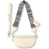 Blade Marsupio da donna in vera pelle, elegante borsa a tracolla da donna, con 2 spallacci regolabili rimovibili, tasca sul petto per donna nera, Crema-option-3, S