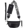 Blade Marsupio da donna in vera pelle, elegante borsa a tracolla da donna, con 2 spallacci regolabili rimovibili, tasca sul petto da donna, Nero opzione-6, S