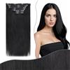 Fshine Estensioni Dei Capelli Umani Reale Clip in Capelli Veri 135G 16 Pollici Extension Lisce Lisci Capelli Nero Naturale Extension Veri 7 Pezzi Full Head Double Weft Extension Clip 1B