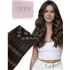 Fshine Hairdo Extension Clip 55.8cm 120g 7pcs Castano Scuro Con 8 Castano Medio e 2 Marrone Scuro Naturali Extension Capelli Veri Capelli Morbidi Lisci Umani Extension Con Clip
