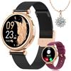 SWGOTA Smartwatch Donna con Chiamate, 1.27 Orologio Smartwatch con Fisiologia Femminile, 24H Cardiofrequenzimetro SpO2 Sonno, 120+ Sports Smart Watch Rotondo per Android iOS, Regalo Donna, Nero Oro