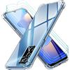 iVoler Cover per Oppo A16 / Oppo A16s / Oppo A54s, Antiurto Custodia con Paraurti in TPU Morbido e 3 Pezzi Pellicola Vetro Temperato, Ultra Sottile Trasparente Silicone Protettiva Case