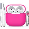 R-fun Custodia per Airpods 4, custodia morbida in silicone con portachiavi, copertura protettiva completa compatibile con Airpods 4th di Apple, Rosa cipria