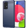owlhold Cover per Samsung Galaxy A53 5G, Custodia Spazzolata e Fibra di Carbonio Morbido Silicone TPU Slim Fit Case, Antiurto, Antigraffio, Antiscivolo, Protezione Grado Militare, Blu