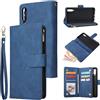 Jorisa Cover Portafoglio per Samsung Galaxy A50,Custodia in Pelle PU Premium con Cerniera Tasca,Stile del Libro Stand Cover con Carta di Credito Titolare e Cinturino da Polso Magnetica,Blu