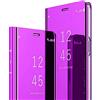 WBWONE Clear Smart View Cover per Samsung Galaxy S24 FE 5G, Standing Mirror Flip Folio Custodia Protettiva Bumper, Luxury Specchio Libro Case con Supporto Pieghevole. Viola