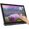 ATLANTIS A05-T16A-VHM Monitor Touch 16 pollici, schermo 16, Touchscreen 10 tocchi, Full HD 1920x1080, HDMI VGA, inclinabile 15°-50°, Vetro Protettivo 7H, Contrasto 800:1, Angolo 170/170,Vesa 75