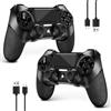 AceGamer 2 Pack Controller Wireless per PS4，Controller di gioco per PS4/Pro/Slim/PC，Gamepad Joystick con Turbo/Tasto Indietro/Doppio sensore di vibrazione/6-Axis Gyro (2 pacchetti neri)