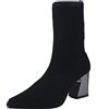 Generic Stivaletti da donna a punta, in tessuto elasticizzato, con tacco medio, a punta, comodi, alla moda, da ufficio, classici, eleganti stivali senza lacci, Nero , 42