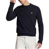 Lyle & Scott Maglione da golf da uomo in misto lana d'agnello girocollo, Marina scuro mélange, M