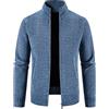 Generic Giacca in pile da uomo invernale Solid Hatless Zipper Caldo Cardigan Cappotto di lana invernale, Blu, L