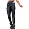 Generico Leggins Pelle Donna, Vita Alta Leggings Stretch Elastico Pu Leggins Aderenti Soft Nero Pantaloni Push Up Opachi Similpelle Skinny Sexy Vita Alta