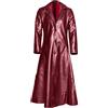 KEHAIOO Uomini monopetto X-Long Trench cappotto di pelle giacca Windbreak inverno cuoio PU Business cappotto, Rosso, XL