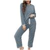 Generico Pigiama Pile Donna Invernale Pigiama Felpato Set da Casa Pigiami Due Pezzi Caldo Cotone Camicia da Notte Sciolto Casual Morbido e Confortevole Felpa e Pantaloni Pigiama Set Casa