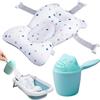 Megaser® Cuscino Bagnetto Neonato + Tazza da Bagno, Riduttore Vasca da Bagno Neonato, Supporto vaschetta Universale, Materassino Bagnetto Antiscivolo, Confortevole e Morbido