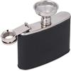 Agatige Flaconi per liquori da uomo, fiaschetta tascabile a prova di perdite in acciaio inossidabile con imbuto e copertura in pelle nera per alcol whisky vino(4oz)